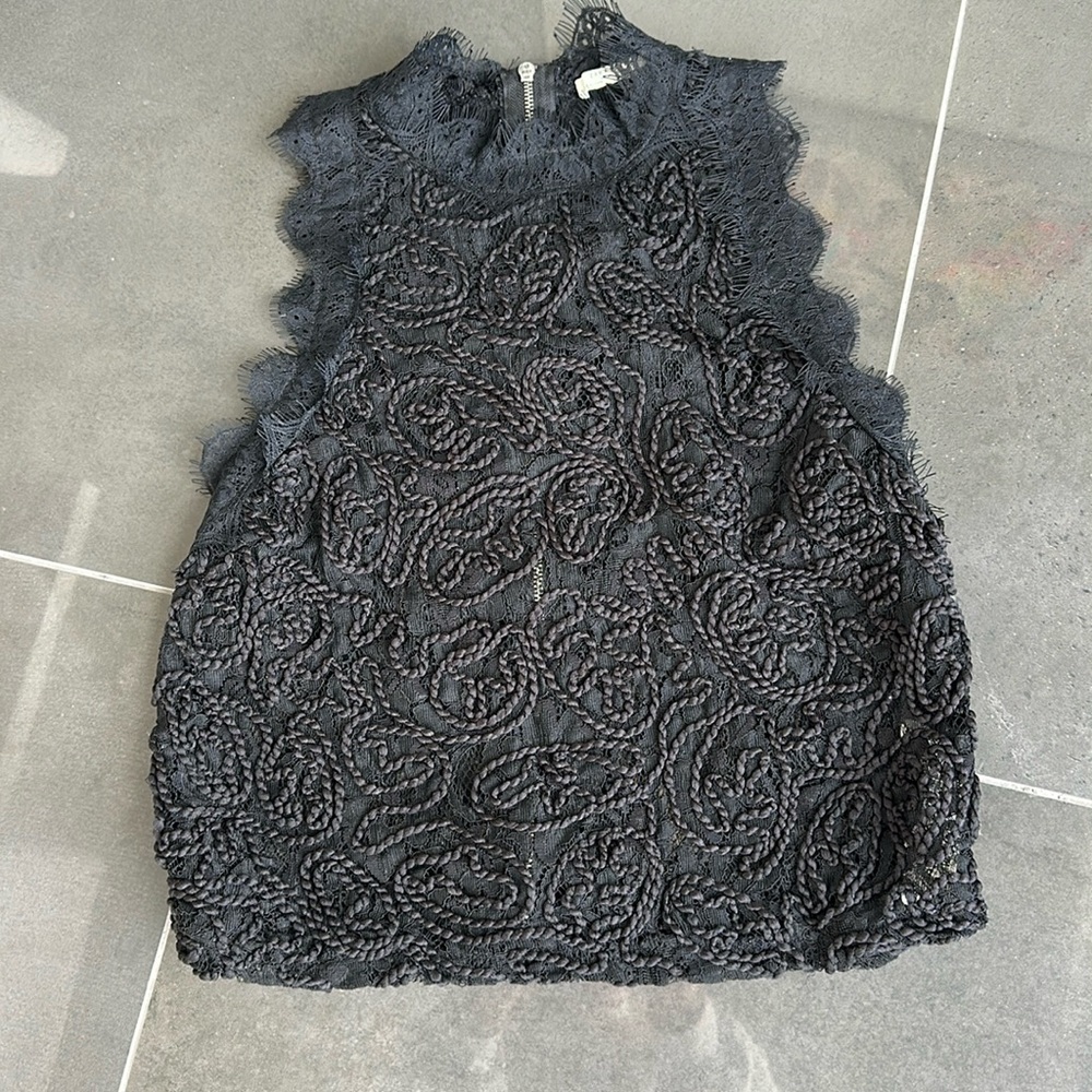 Zara lace black top with zipper in back